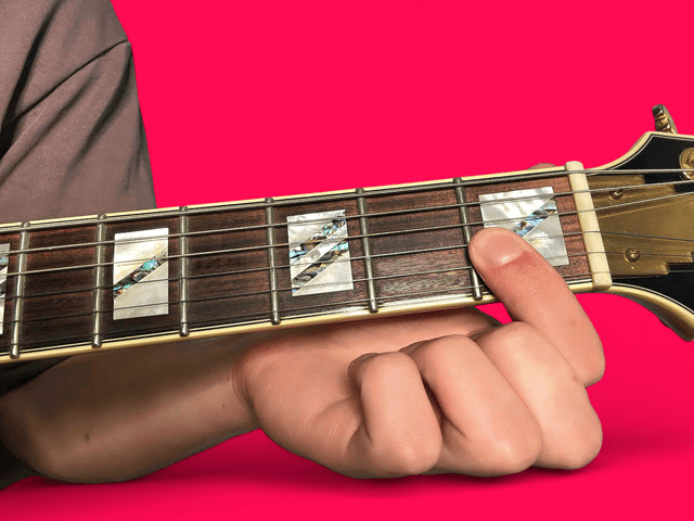 D major over C guitar chord with finger positions