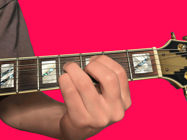 Cm7b5 guitar chord with finger positions