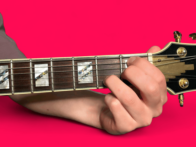 Bb7#9 guitar chord with finger positions