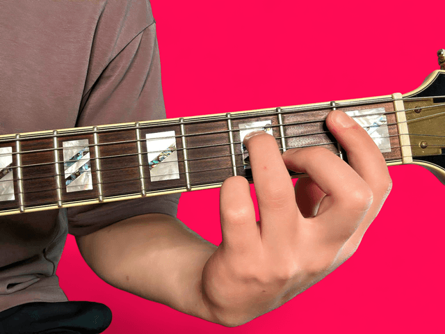 Bbm7 guitar chord with finger positions