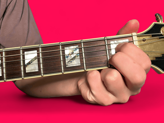 Am7b5 guitar chord with finger positions