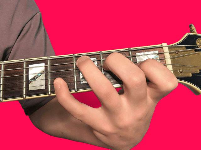 Emaj7#5 guitar chord with finger positions