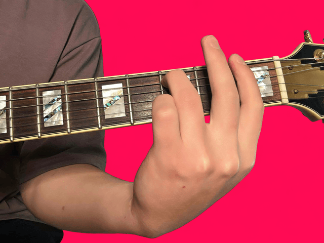 Fm7b5 guitar chord with finger positions