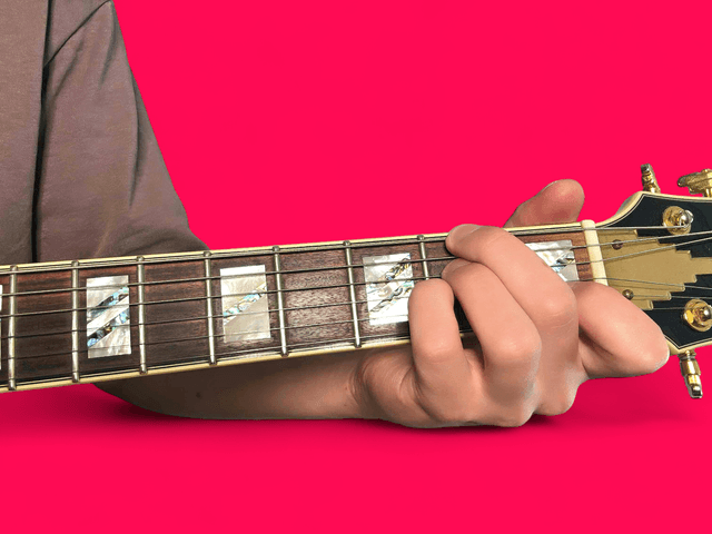 F#m7b5 guitar chord with finger positions