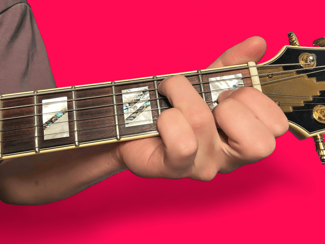 E minor over B guitar chord with finger positions