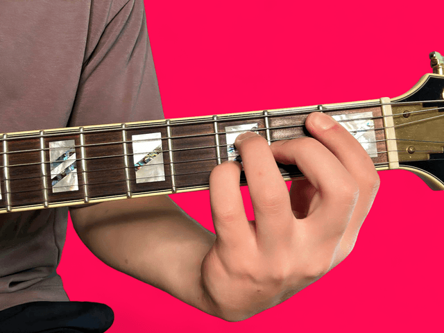 Bbmaj7 guitar chord with finger positions